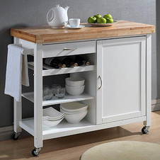 Denver White Modern Kitchen Cart